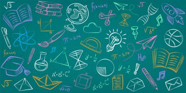 El çizimi okul ögeleri ve simgeleri seti