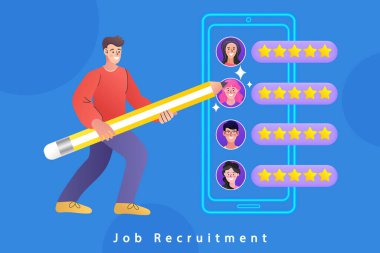 Adam toplama konsepti. Adam toplama pozisyonundaki genç bir adamın düz çizimi. vektör