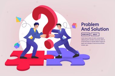 İş çözümü, problem çözme, problem çözme, problem çözme, problem çözme. Soru işareti olan izometrik vektör insanlar, problem çözme problemi
