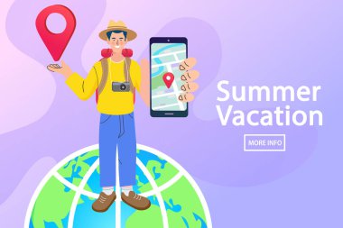 Yaz tatili konsepti. düz biçim vektör illüstrasyonu.