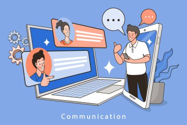 Bilgisayarla sohbet eden insanlar