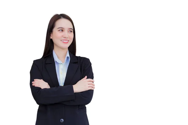 Negocio Profesional Mujer Asiática Trabajadora Que Usa Traje Formal Negro —  Fotos de Stock