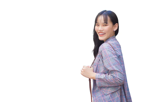 Empresa Joven Segura Mujer Trabajadora Asiática Que Usa Chaqueta Rayas —  Fotos de Stock