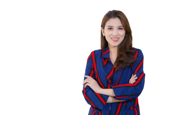 Profesional Asiática Confiada Empresaria Está Pie Con Brazo Cruzado Sonriendo —  Fotos de Stock
