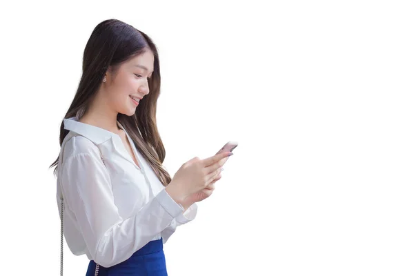 Professionelle Schöne Selbstbewusste Junge Asiatische Geschäftsfrau Steht Während Sie Ihr — Stockfoto