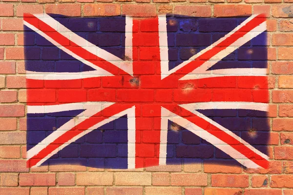 Britská Vlajka Vymalovaná Cihlové Zdi Vlajka Staré Kamenné Zdi Velká — Stock fotografie