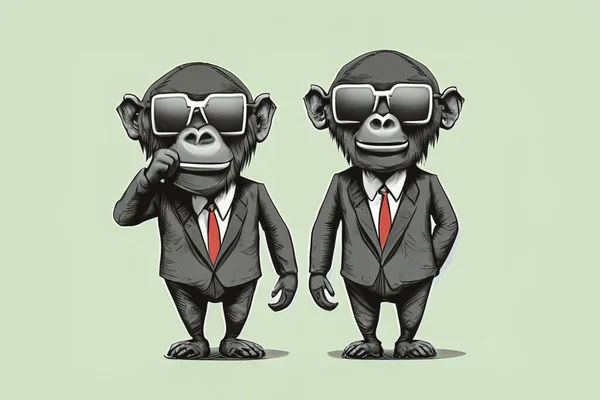 Gorilla Business Suit Sunglasses Illustration Two Gorillas Security Business Portrait — Stock Photo, Image