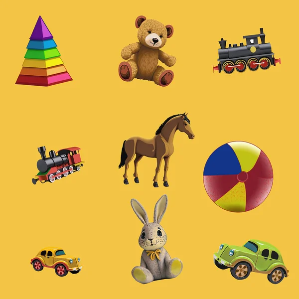 Naadloos Patroon Kinderspeelgoed Speelgoed Naadloos Patroon Kinderspeelgoed Een Set Kinderspeelgoed — Stockfoto