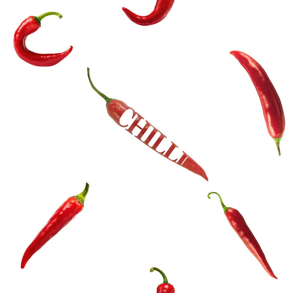 Sömlöst Mönster Röd Peppar Chili Peppar Sömlös Mönster — Stockfoto