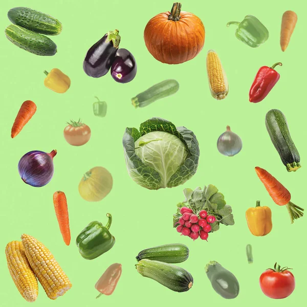 Свежие Овощи Левитация Бесшовный Рисунок Свежих Овощей Бесшовный Рисунок Свежими — стоковое фото