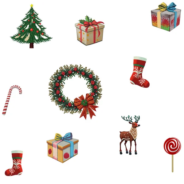 Nahtloses Muster Weihnachtsmuster Einfache Illustration Für Den Druck Hintergrund Kann — Stockfoto