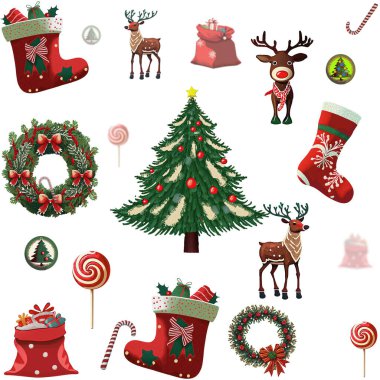 Kusursuz bir Noel deseni. Yeni yıl şablonu, Noel pikseli deseni. Kusursuz desen