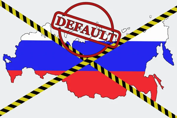 Map of russia and stamp SANCTIONS and DEFAULT. Political and economic illustration poster.