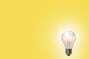 Arka plan kaplaması, ampul, konsept fikir. Fikir işareti, karar, düşünce konsepti. Uzayı kopyala Grafik tasarımı ve web sitesi için modaya uygun düz stil