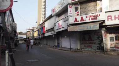 Mumbai, India: Janjikar street wears wears a deserted look during the nationwide lockdown due to coronavirus outbreak.