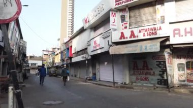 Mumbai, India: Janjikar street wears wears a deserted look during the nationwide lockdown due to coronavirus outbreak.