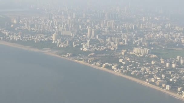Aerial View Mumbai Suburbs Taken Passenger Plane Taking Mumbai International — ストック動画