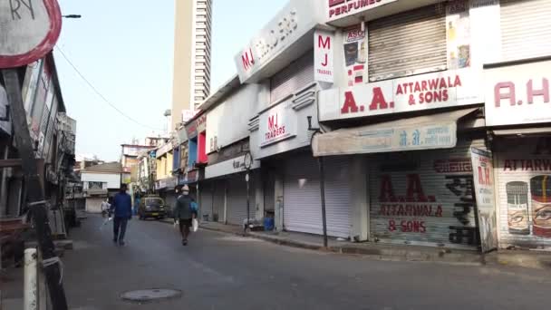 Mumbai India Janjikar Street Wears Wears Deserted Look Nationwide Lockdown — Vídeo de Stock