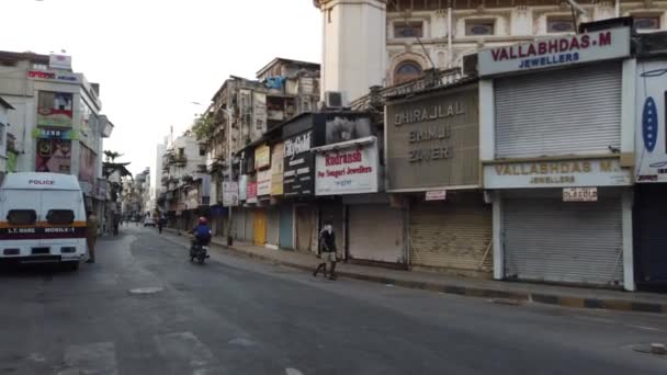 Mumbai India Oldest Gold Market India Zaveri Bazaar Wears Deserted — Stock video