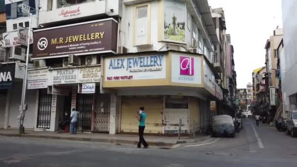 Mumbai India Oldest Gold Market India Zaveri Bazaar Wears Deserted — Stok video