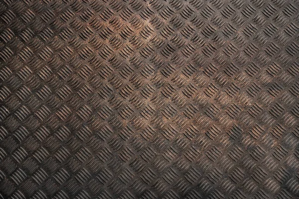 stock image Background for industrial design - dark grunge and corroded metal embossed anti-slip plate on the floor