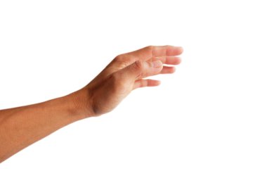 hand of asian man is in gesture to reach out catch somthing.