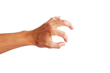 hand of asian man is in gesture to reach out catch somthing.