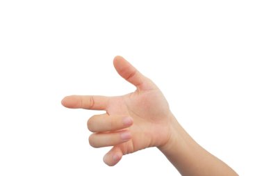 Beyaz arka planda tetik parmağı belirtileri gösteren eller..