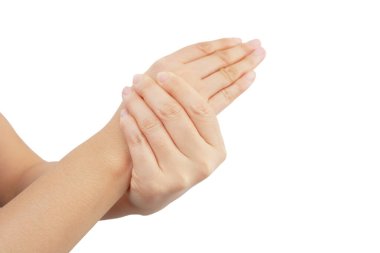 Beyaz arka planda tetik parmağı belirtileri gösteren eller..