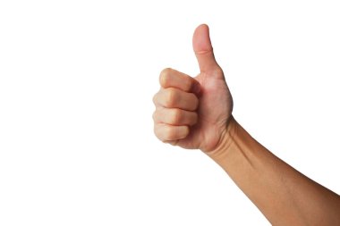 Asyalı bir adamın eli beyaz bir arka planda çok güzel bir jestle beliriyor..