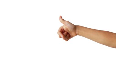 Beyaz arka planda başparmağı olan parmak tarama hareketi