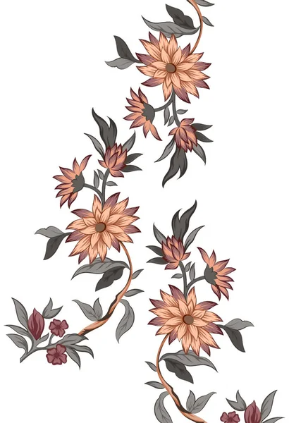 A beautiful Digital Flowers Motif Design watercolor illustration. Manual composition.Design for cover, fabric, textile, wrapping paper