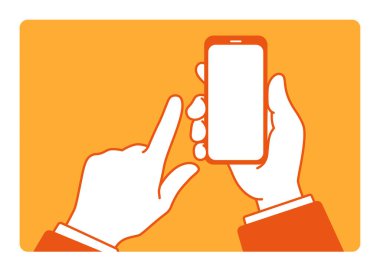 Akıllı telefon, vektör illüstrasyonunu çalıştırmak için el