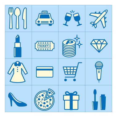 Yaşam simgesi seti, vektör illüstrasyonu. Çevrimiçi bir mağaza için basit bir sembol çizimi