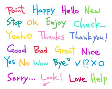 Frequently used English words handwritten ,vector clipart