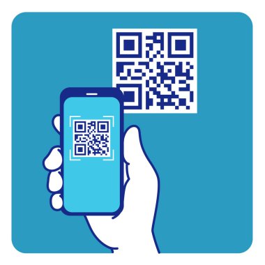 QR code reading, vector illustration. Using QR code reader app