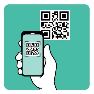 QR code reading, vector illustration. Using QR code reader app