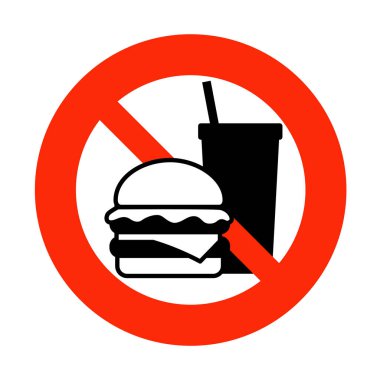 No Food or drink sign, vector illustration. warning sign of Food, drink