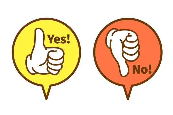Ναι Όχι Χέρι Μπαλόνι Σημάδι Διανυσματική Απεικόνιση Αντίχειρες Επάνω Και — Διανυσματικό Αρχείο