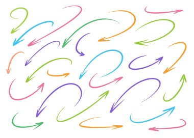hand drawn arrow set, vector illustration.Colorful arrow handwriting style