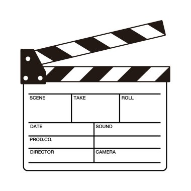 Movie production clapperboard white, vector illustration .icon of clapperboard.