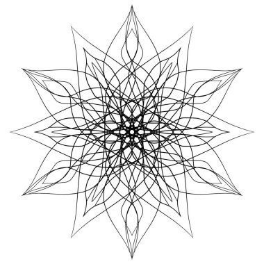 Mandala pattern like flower on isolated background illustration.Black and white line art image
