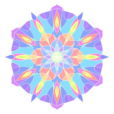 Mandala pattern like flower on isolated background illustration. Color art symmetry reflection image 