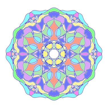 Mandala pattern like flower on isolated background illustration.Color art symmetry reflection  image 