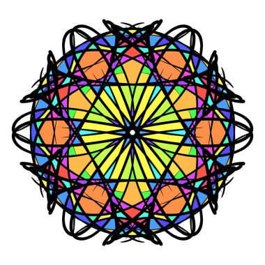 Mandala pattern like flower on isolated background illustration.Color art symmetry reflection  image 