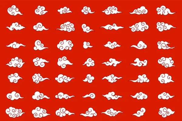 Set Nuvole Stile Cinese Illustrazione Vettoriale Icona Tradizionale Della Decorazione — Vettoriale Stock