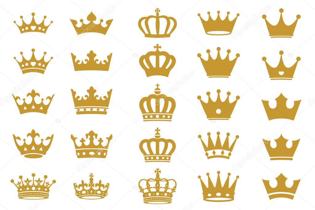 Simple silhouette of crown set, vector illustration
