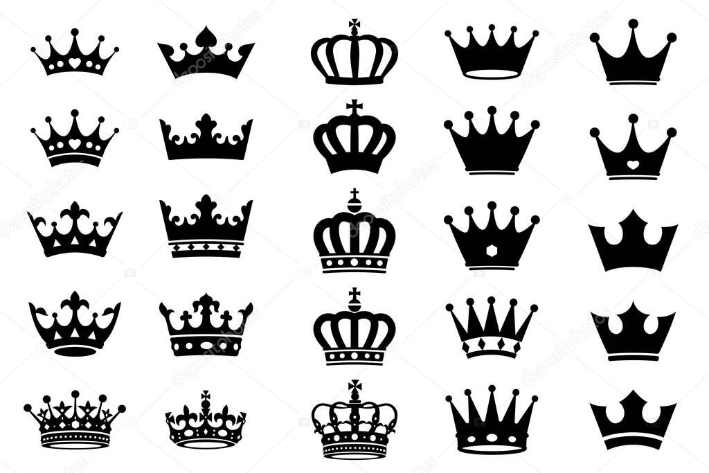 Simple silhouette of crown set, vector illustration