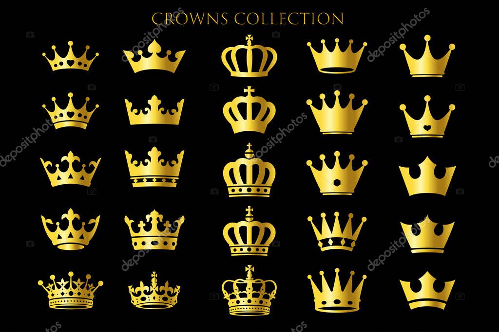 Simple silhouette of crown set, vector illustration
