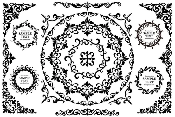 Kreisförmiges Rahmenset Vektorillustration Dekoratives Pflanzenmotiv Design Frame Element Kreisförmiger Typ — Stockvektor